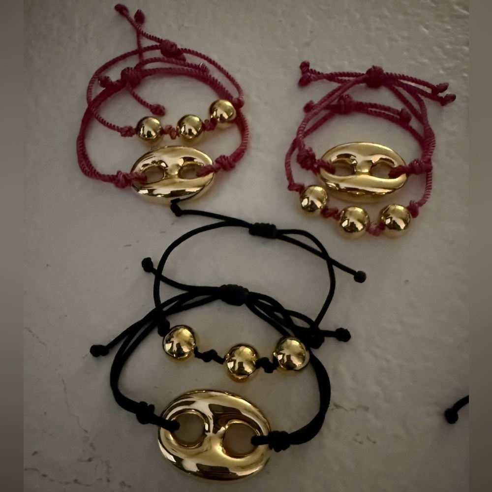 Gold Plated Bead Adjustable Bracelets
